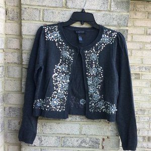INC Elegant Open Front Sequin Cardigan